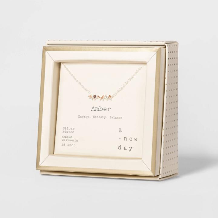 Sterling Plated Multi Topaz Necklace - A New Day Amber, Women's,