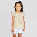 Oshkosh B'gosh Toddler Girls' Flutter Sleeve Floral Blouse - Yellow 2t, Toddler Girl's