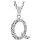 Journee Collection 1/10 Ct. T.w. Round-cut Diamond Letter Pave Set Pendant Necklace In Sterling Silver - Silver, Q (18), Girl's, Silver
