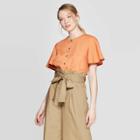 Women's Structured Short Sleeve Scoop Neck Top - Who What Wear Caramel