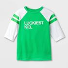 Toddler Luckiest Raglan Sleeve Graphic T-shirt - Cat & Jack Green 12m, Kids Unisex