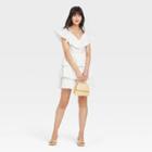 Women's Flutter Short Sleeve Multi-tiered Dress - A New Day White