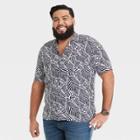 Men's Tall Leaf Print Standard Fit Camp Collar Short Sleeve Button-down Shirt - Goodfellow & Co Navy