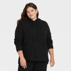 Women's Plus Size Crewneck Hooded Pullover Sweater - A New Day Black