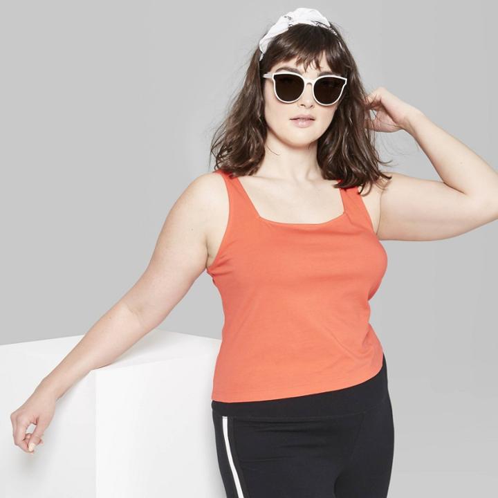 Women's Plus Size Square Neck Tank Top - Wild Fable Rocker Red