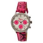 Women's Boum Serpent Watch With Crocodile-embossed Genuine Leather Strap-pink, Pink