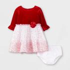 Mia & Mimi Baby Girls' Velour Dot Lacquer Dress - Red Newborn
