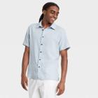Men's Standard Fit Textured Short Sleeve Button-down Shirt - Goodfellow & Co Blue