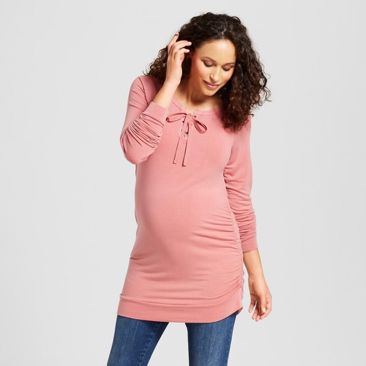 Maternity Lace-up Sweatshirt - Isabel Maternity By Ingrid & Isabel Rose (pink)