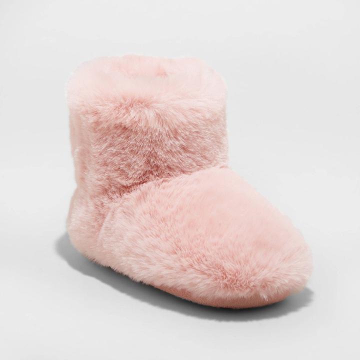 Toddler Girls' Dallas Fur Bootie Slippers - Cat & Jack Blush
