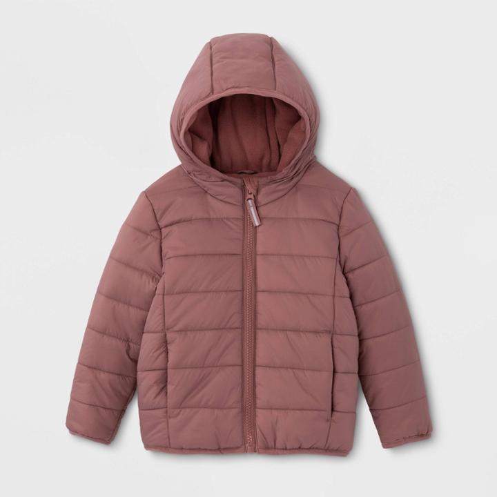 Toddler Lightweight Puffer Jacket - Cat & Jack Mauve 12m, Toddler Unisex, Pink