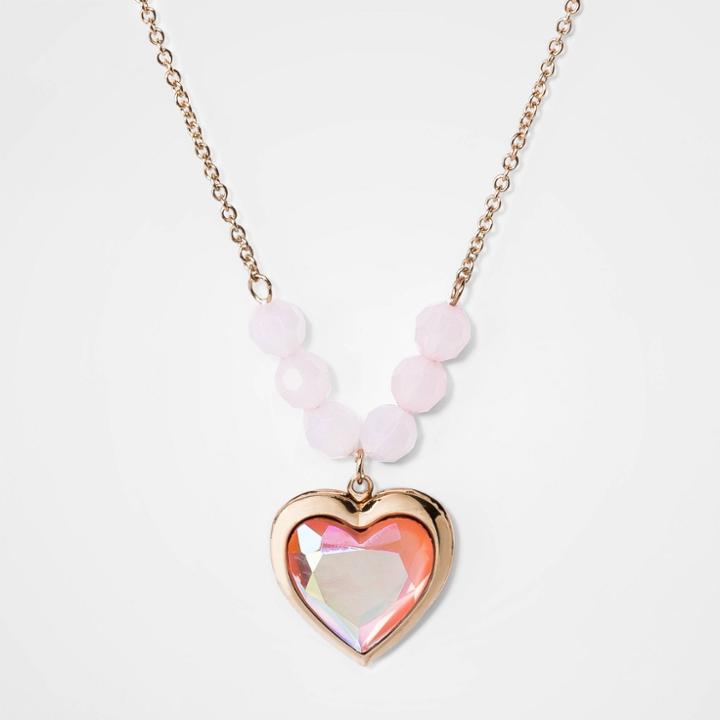 Girls' Heart Locket Beaded Necklace - Cat & Jack