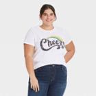 Grayson Threads Women's Plus Size Cheers Value Short Sleeve Graphic T-shirt - White
