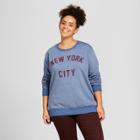 Target Women's Plus Size New York City Long Sleeve Graphic Sweatshirt - Zoe+liv (juniors') Blue