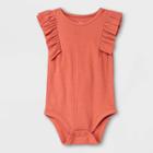 Baby Girls' Rib Ruffle Short Sleeve Bodysuit - Cat & Jack Copper Brown Newborn
