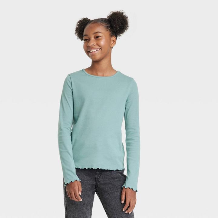 Girls' Long Sleeve T-shirt - Art Class Turquoise Green