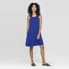 Women's Regular Fit Sleeveless Round Neck Knit Tank Dress - A New Day Blue