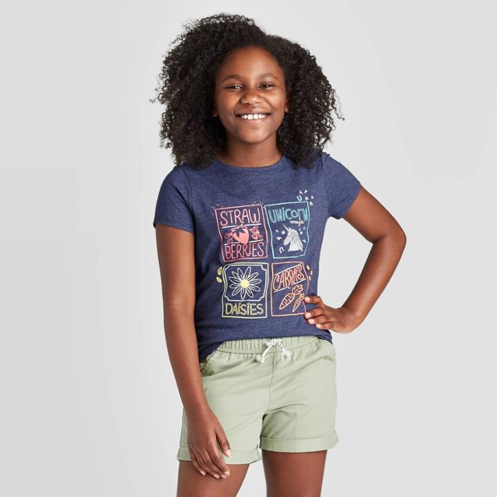 Petitegirls' Short Sleeve Unicorn Graphic T-shirt - Cat & Jack Blue