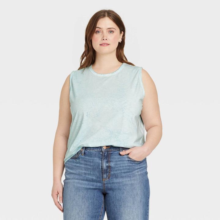 Women's Plus Size Tank Top - Universal Thread Aqua Blue