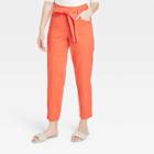 Women's High-rise Tapered Ankle Tie-front Pants - A New Day Orange