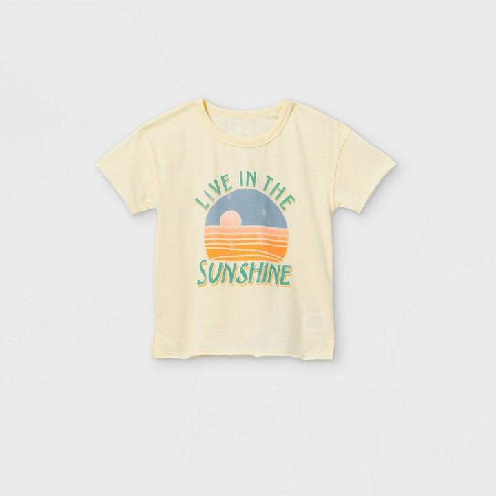 Toddler Boys' 'live In The Sunshine' Short Sleeve T-shirt - Art Class Cream 12m, Ivory/yellow