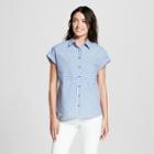 Women's Striped Short Sleeve Shirt - Como Black Blue/white