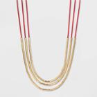 Beads Multilayer Cord Necklace - A New Day Coral Red, Women's, Size: Small, Pink Red