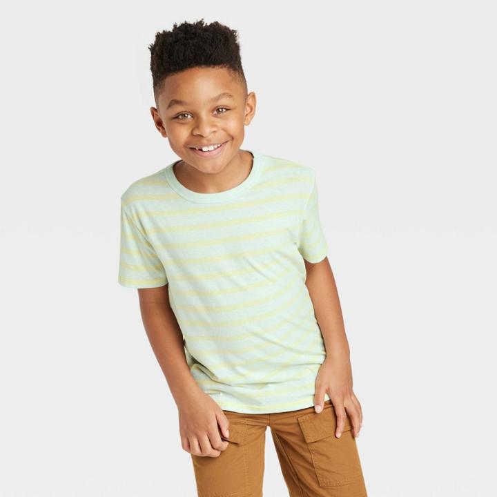 Boys' Short Sleeve Striped T-shirt - Cat & Jack Blue/yellow