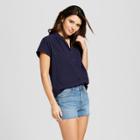 Women's Short Sleeve Drapey Button-down Blouse - Universal Thread Blue