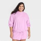 Women's Plus Size Long Sleeve Terry Hooded Shirt - Ava & Viv Purple X