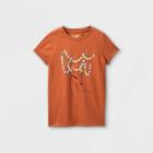 Girls' 'festive Deer' Short Sleeve Graphic T-shirt - Cat & Jack Dark Orange