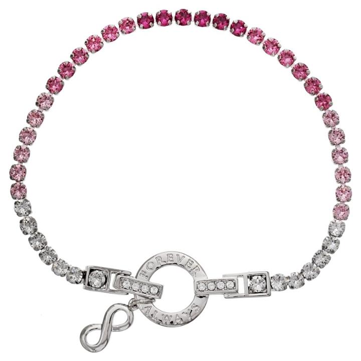 Distributed By Target Women's Purple And Clear Swarovski Crystal Tennis Bracelet With Infinity Charm In Silver Plate(8), Pink