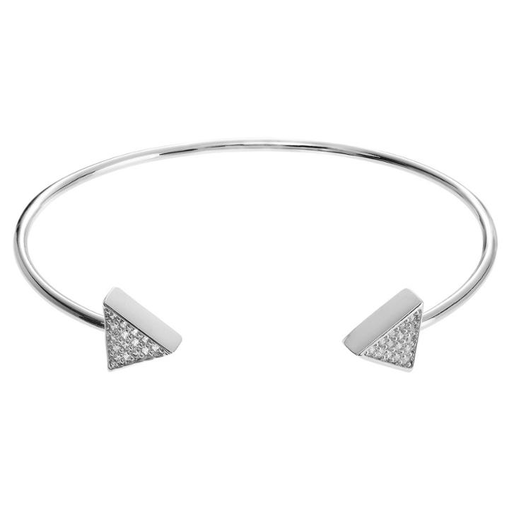 Journee Collection 1/3 Ct. T.w. Round-cut Cz Triangle Cuff Pave Set Bracelet In Base Metal -
