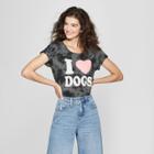 Women's Short Sleeve I Heart Dogs Graphic T-shirt - Fifth Sun (juniors') Charcoal