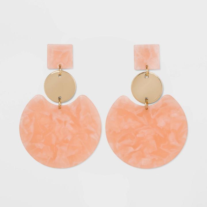 Disc Drop Earrings - A New Day Coral, Women's, Size: