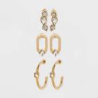 Oval Drop Earring Set 3pc - A New Day Gold