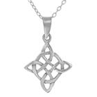 Women's Journee Collection Polished Celtic Knot Pendant Necklace In Sterling Silver -