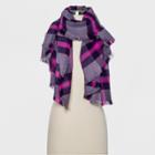 Women's Plaid Woven Scarf - A New Day Purple