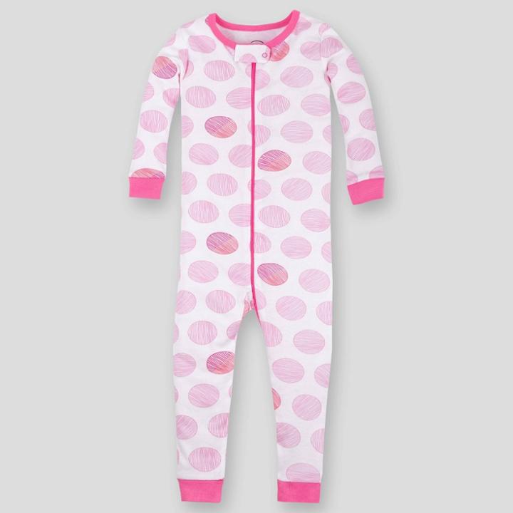 Lamaze Toddler Girls' Dotted Organic Cotton Snug Fit Pajama Jumpsuit - Pink