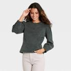 Women's Long Sleeve Denim Pullover Top - Universal Thread Gray