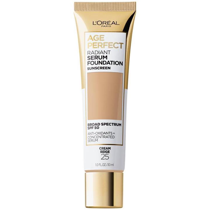 L'oreal Paris Age Perfect Radiant Serum Foundation With Spf 50 Cream Beige - 1 Fl Oz, Ivory Beige