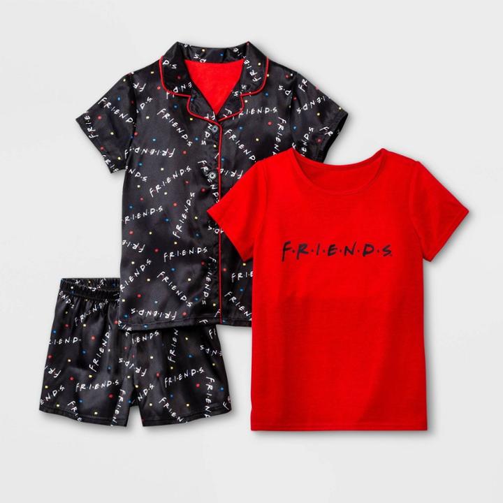 Warner Bros. Girls' Friends 3pc Charmeuse Pajama