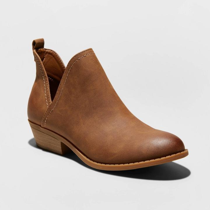 Women's Nora Faux Leather Cut Out Ankle Bootie - Universal Thread Cognac