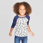 Toddler Girls' Long Sleeve Animal Print Baseball T-shirt - Cat & Jack Blue/pink 4t, Toddler Girl's, Purple