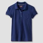 Girls' Interlock Polo Shirt - Cat & Jack, Size: Large, Nightfall Blue