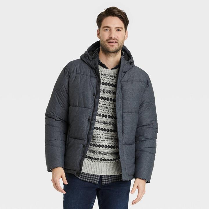 Men's Midweight Puffer Jacket - Goodfellow & Co Heather Gray