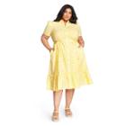 Women's Plus Size Gingham Puff Sleeve Shirtdress - Lisa Marie Fernandez For Target Yellow/white