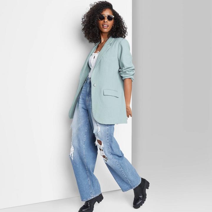 Women's Single Button Oversized Blazer - Wild Fable