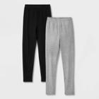 Girls' 2pk Adaptive Cozy Leggings - Cat & Jack Gray/black
