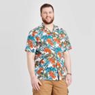 Men's Tall Standard Fit Short Sleeve Seersucker Camp Shirt - Goodfellow & Co Orange